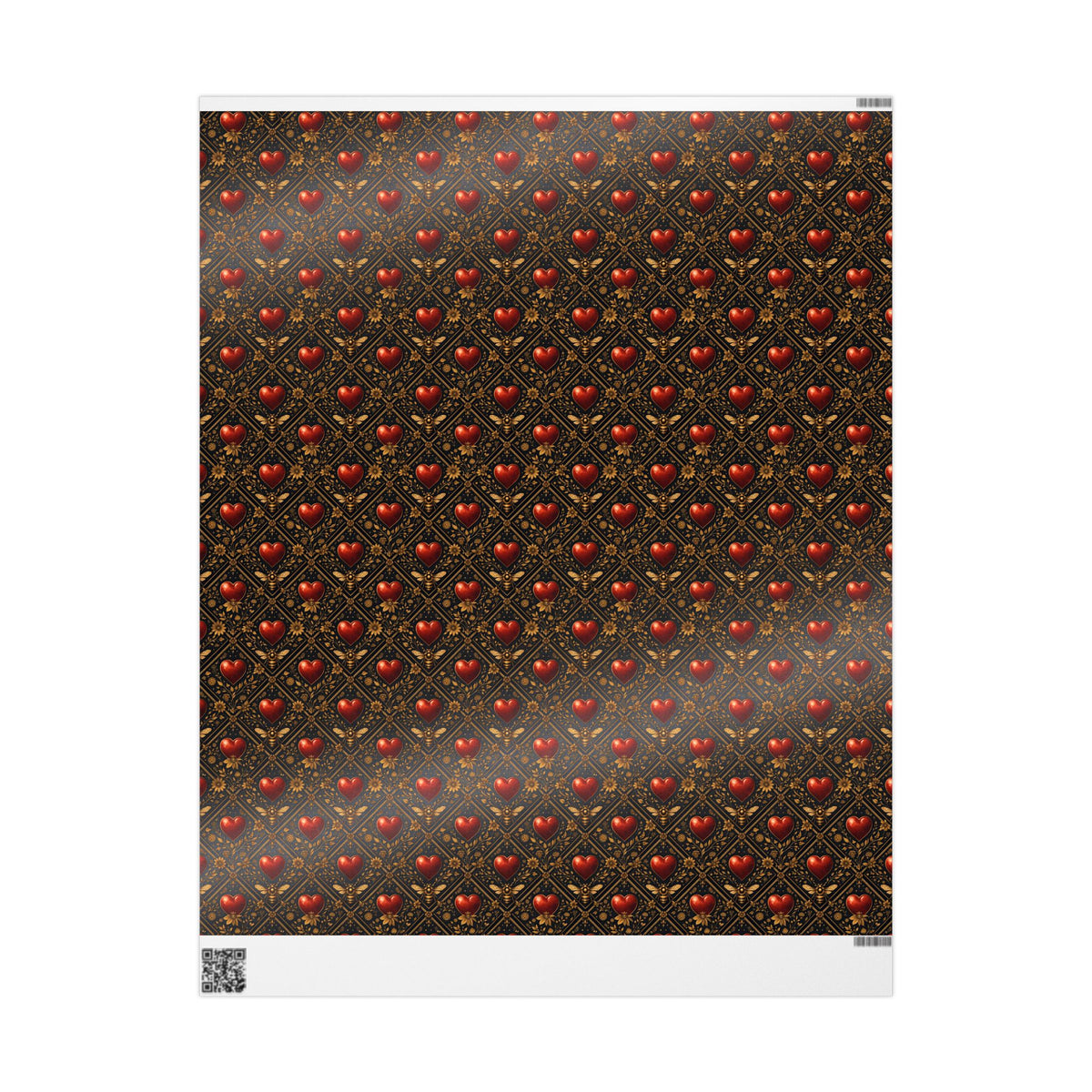 Ornate Heart Wrapping Paper Roll – Elegant Red & Gold Gift Wrap