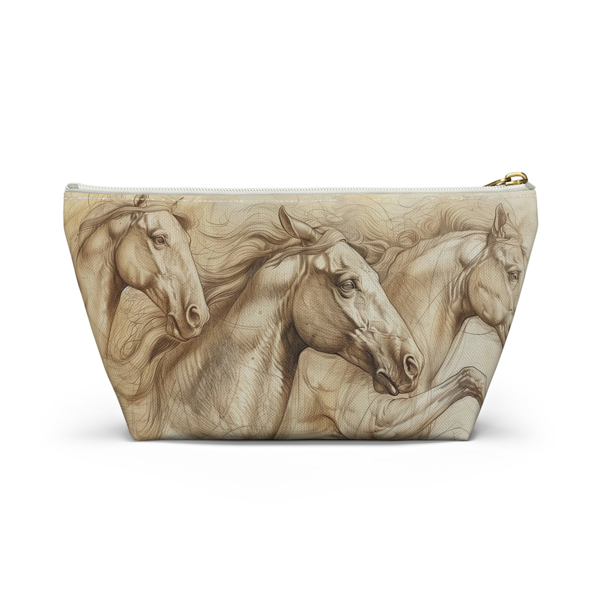 Horse Run Accessory Pouch — Equestrian Makeup & Travel T-Bottom Bag