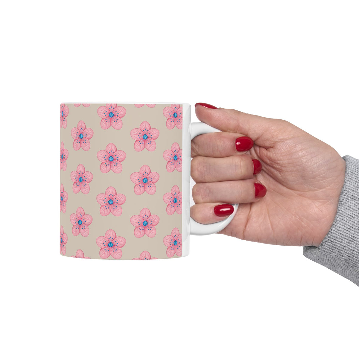 Pink Floral Ceramic Mug | Cute Coffee Cup for Flower Lovers, Tea Lovers, Gift for Her, Mother's Day, Birthday