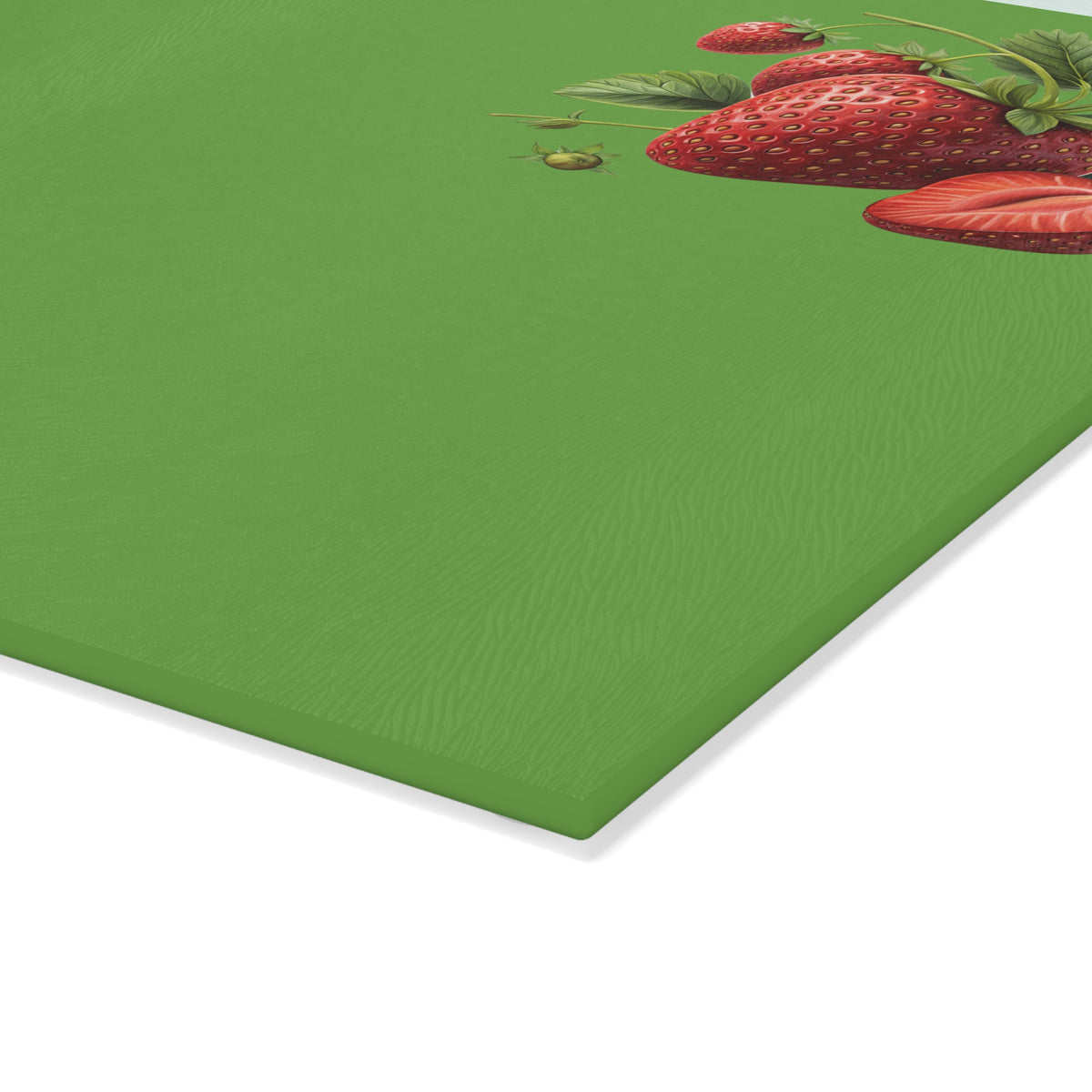 Strawberry Glass Cutting Board, Kitchen Decor, Gifts for Chefs, Summer Cooking