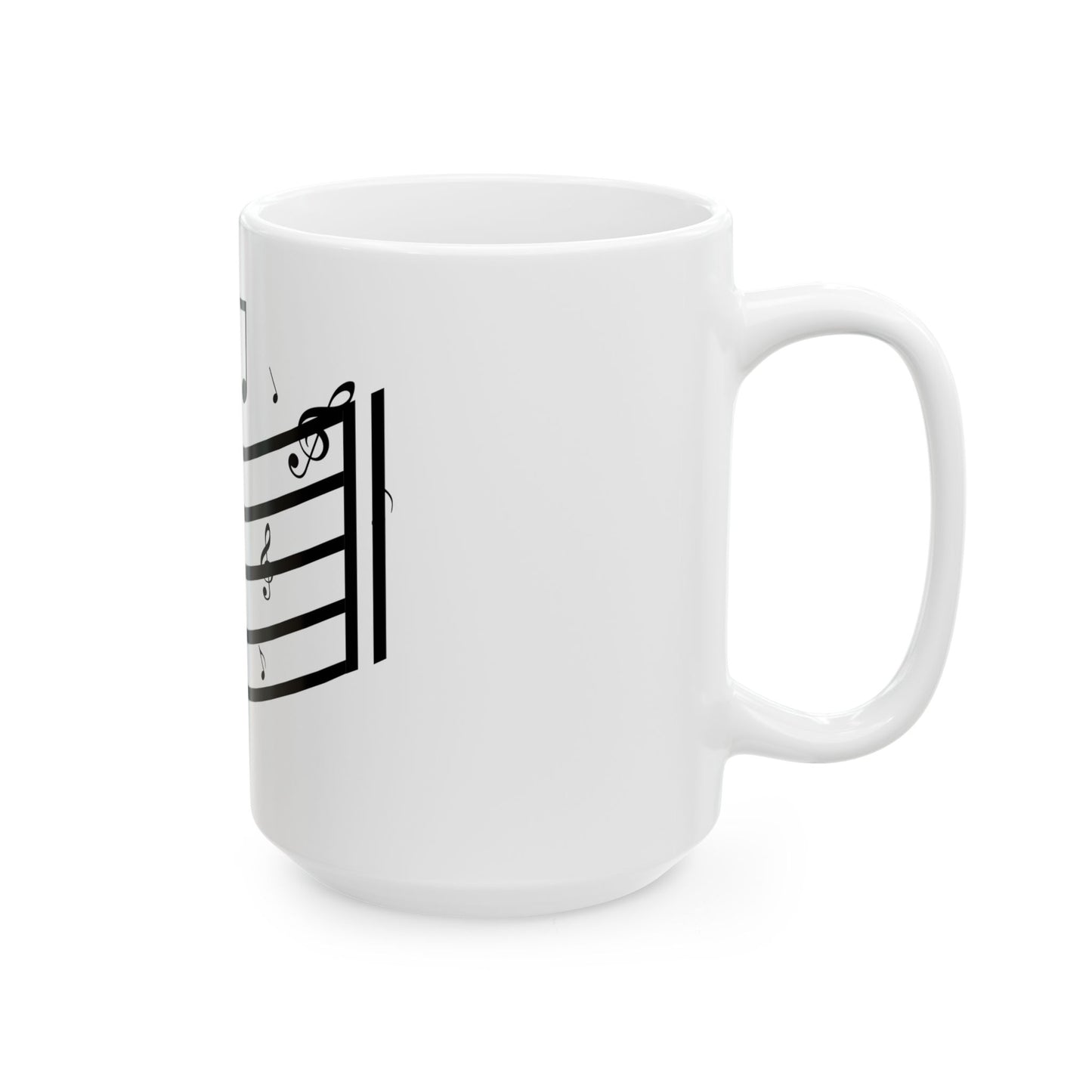 Music Notes Ceramic Mug — Musical Staff Coffee Cup for Musicians & Music Lovers (11oz/15oz)