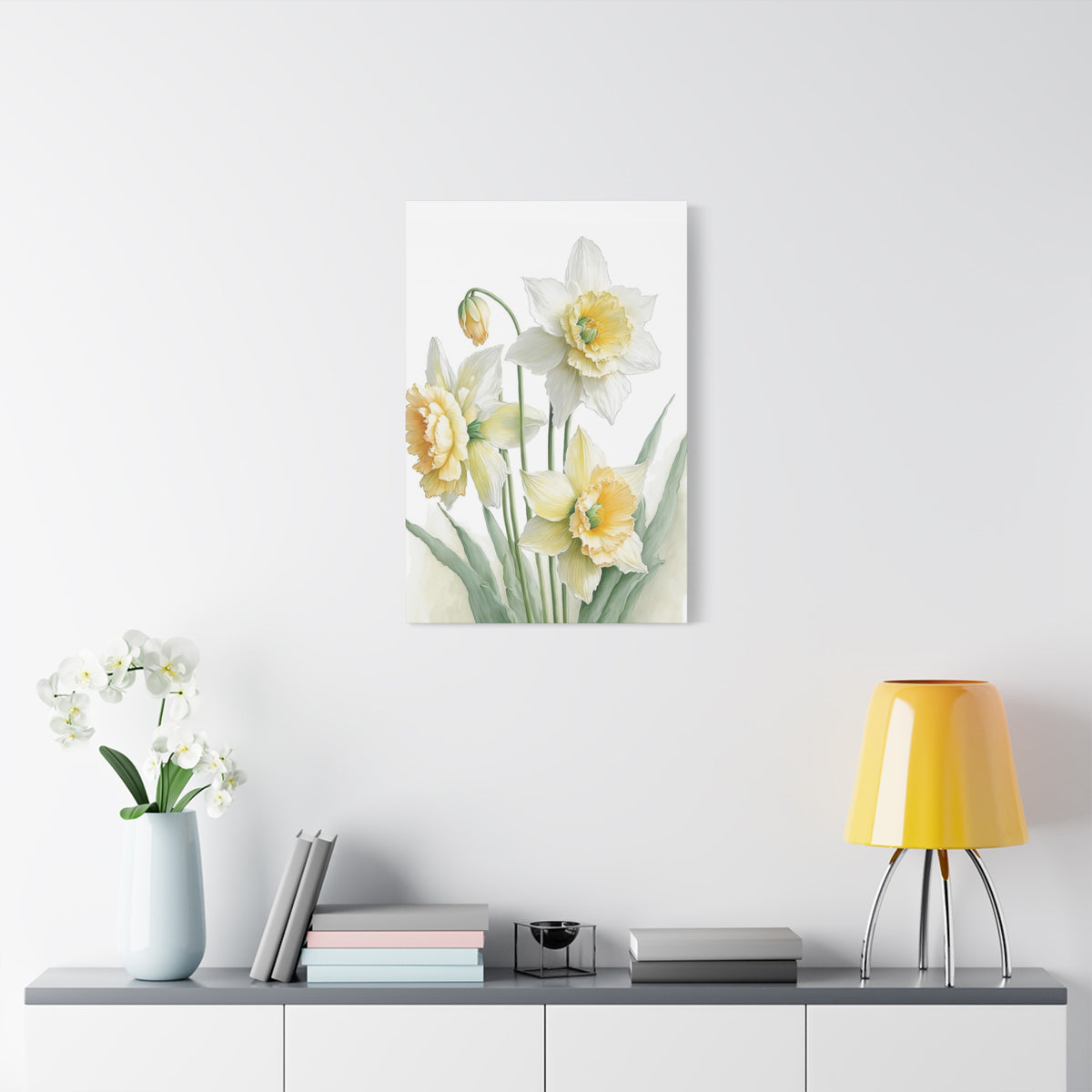 Matte Canvas, Stretched, 1.25" beautiful flowers white and yellow.