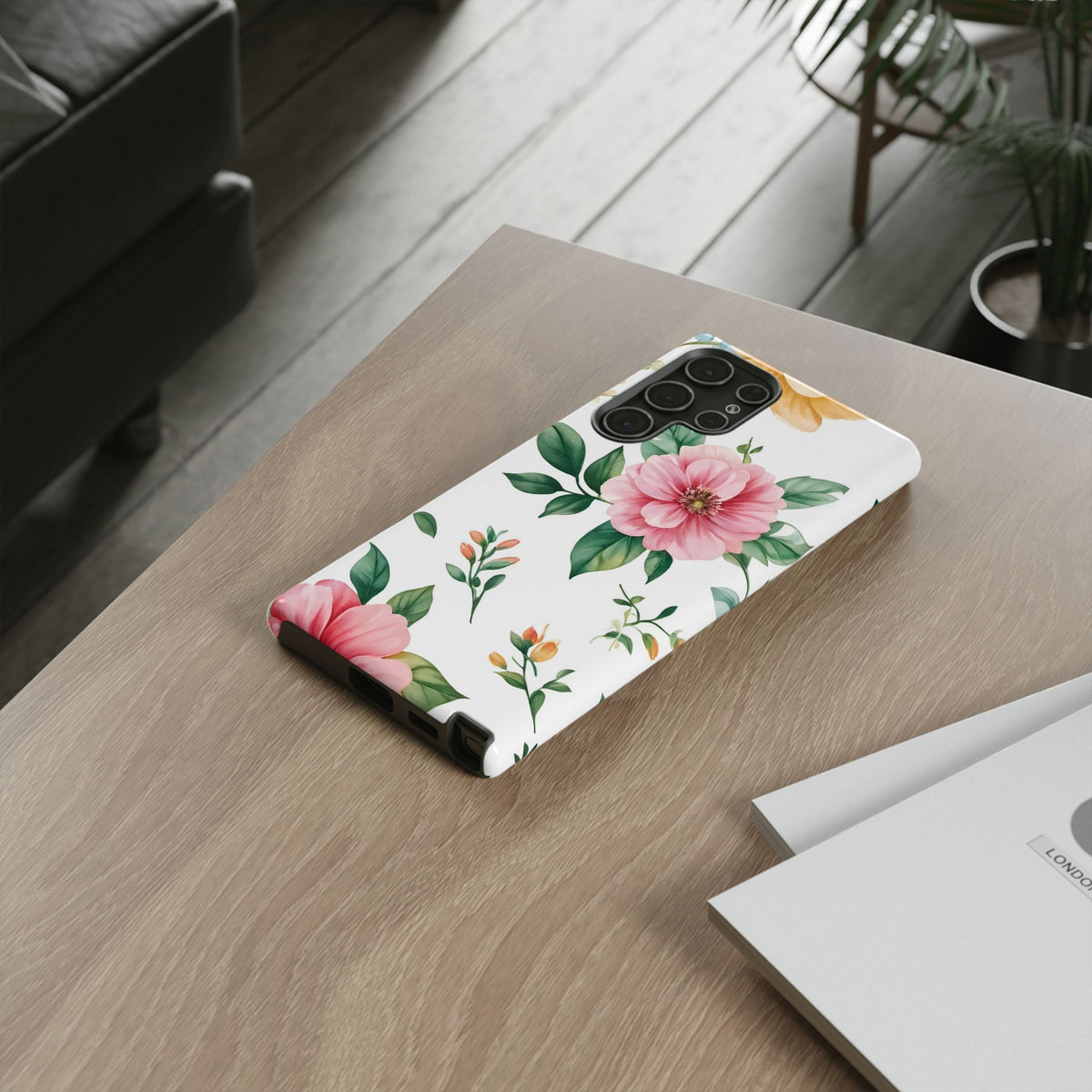 Floral Tough Phone Case — Pink Peony Protective Phone Cover