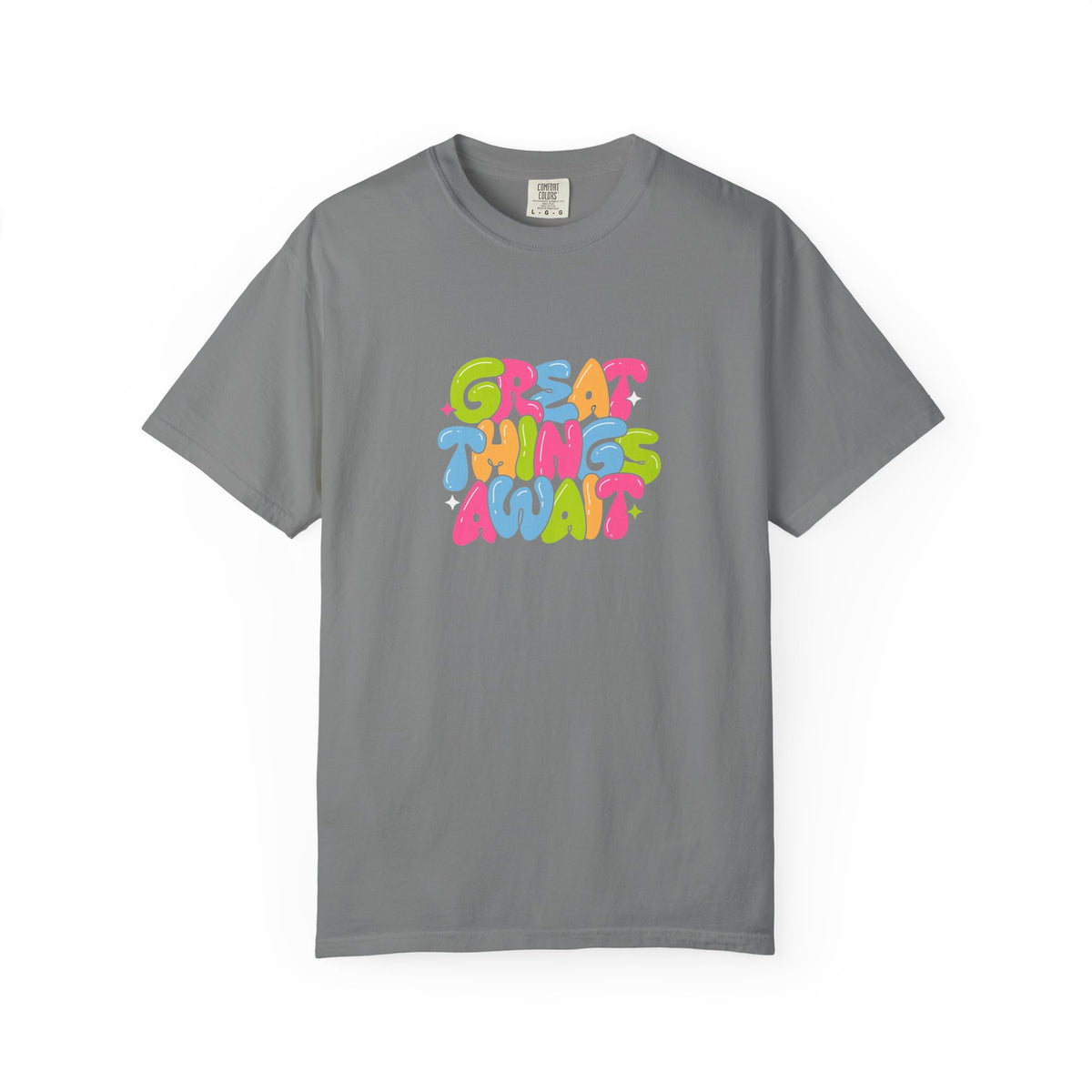 Colorful Positive Vibes T-Shirt, Great Things Await Tee