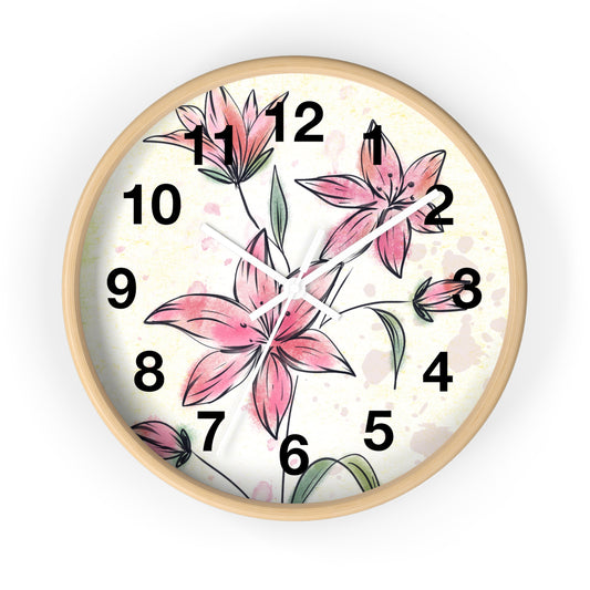 Floral Wall Clock, Elegant Home Decor, Vintage Style Timepiece, Gift for Flower Lovers, Living Room Wall Art, Nursery Decoration