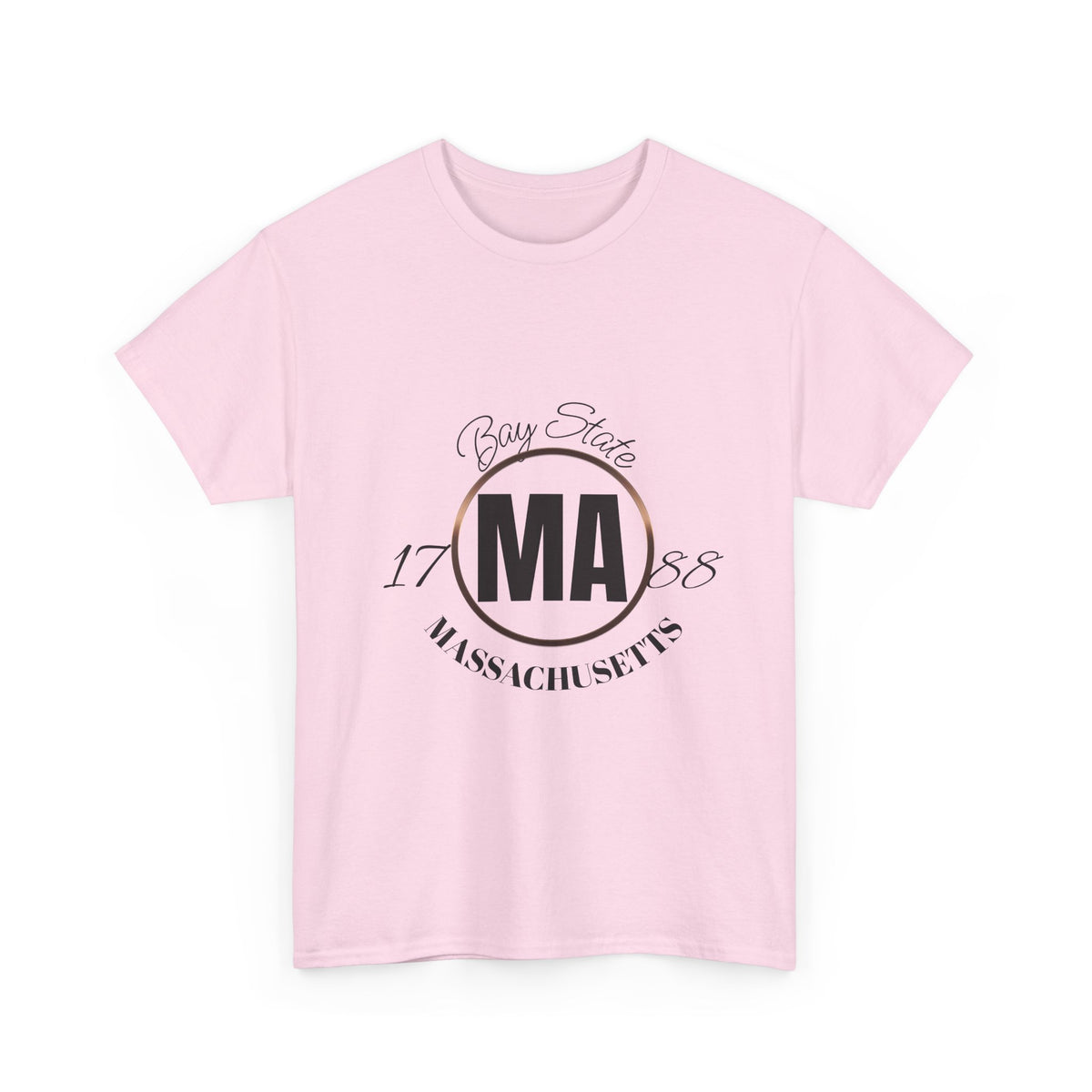 Unisex Heavy Cotton Tee with Massachusetts Design, Casual Wear, Gift for Him/Her, Travel Souvenir, Vintage Style