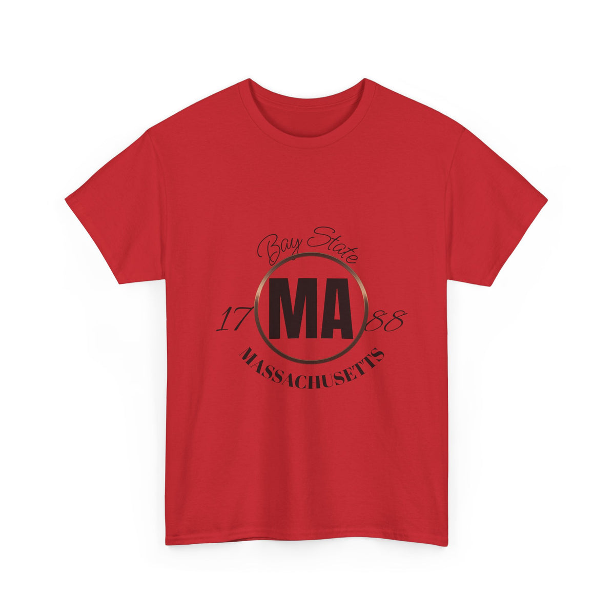 Unisex Heavy Cotton Tee with Massachusetts Design, Casual Wear, Gift for Him/Her, Travel Souvenir, Vintage Style