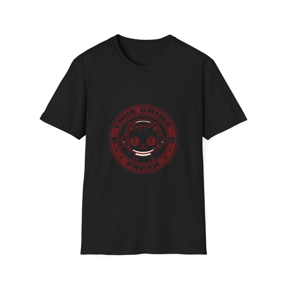 True Crime Freak Cat T-Shirt – Cute Kitty Badge Tee for True Crime Fans