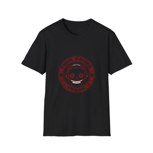 True Crime Freak Cat T-Shirt – Cute Kitty Badge Tee for True Crime Fans