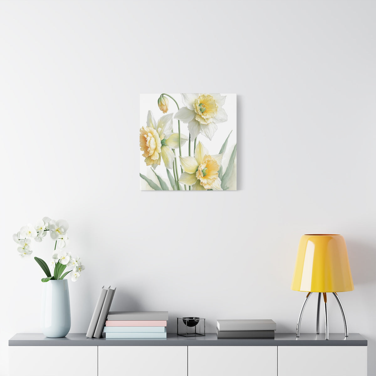 Matte Canvas, Stretched, 1.25" beautiful flowers white and yellow.