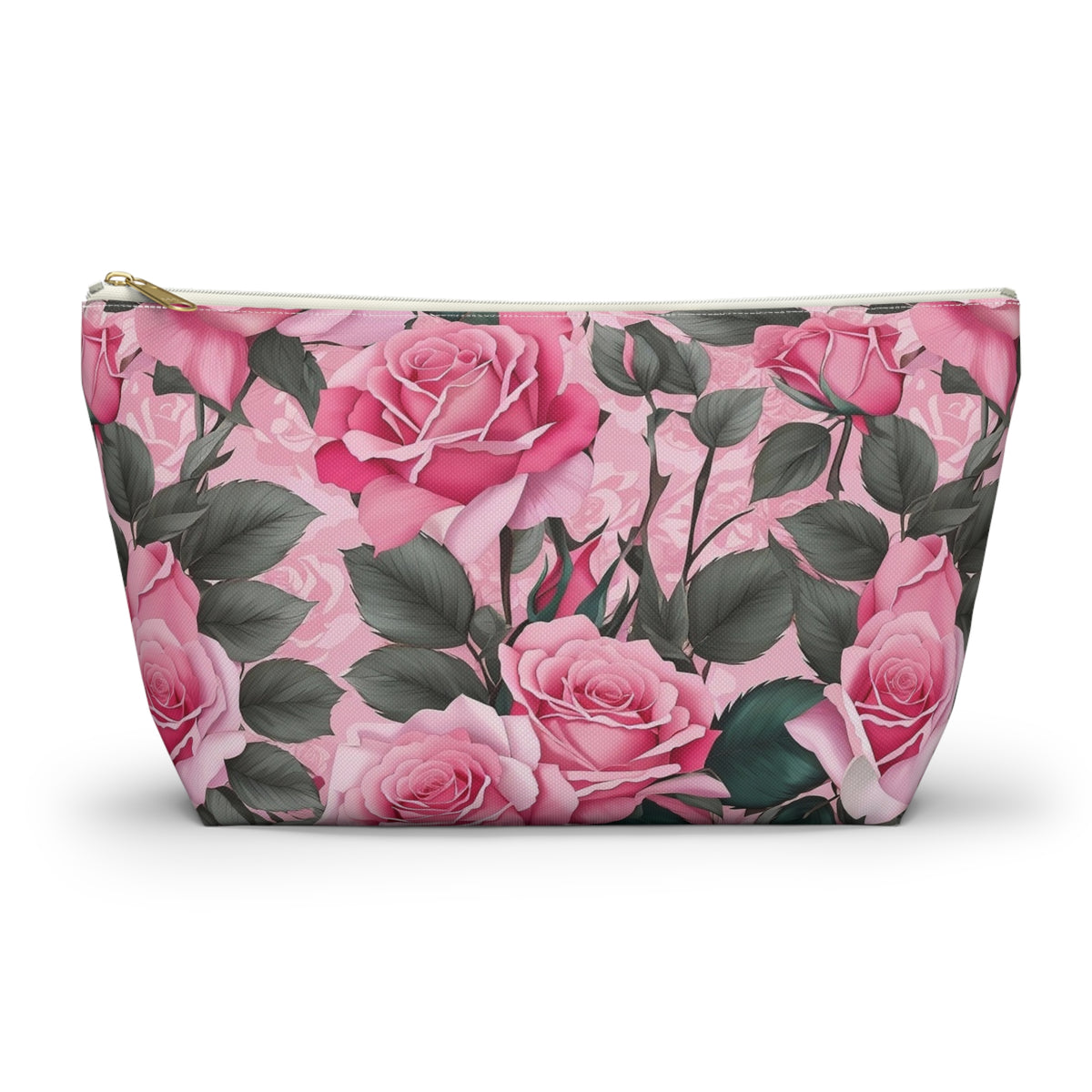 Floral Accessory Pouch - Stylish Makeup Bag, Organizer, Travel Toiletry Case, Gift for Her, Rose Flower Design