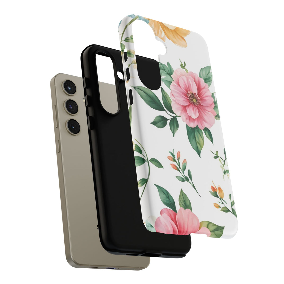 Floral Tough Phone Case — Pink Peony Protective Phone Cover