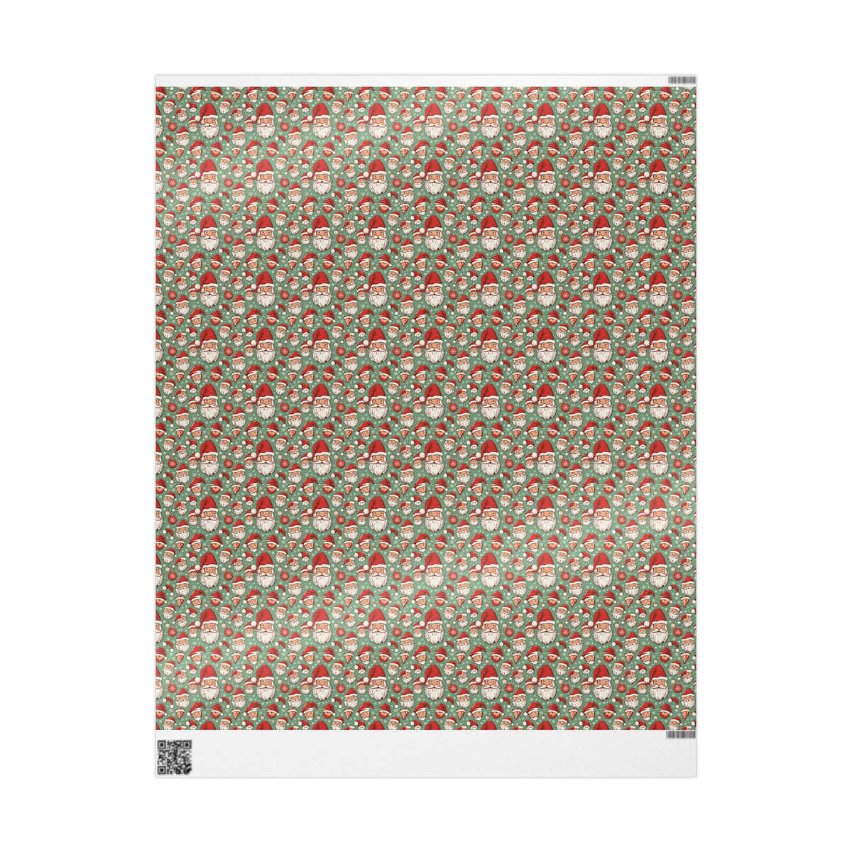 Christmas Santa Face Wrapping Paper Roll — Festive Green Holiday Gift Wrap