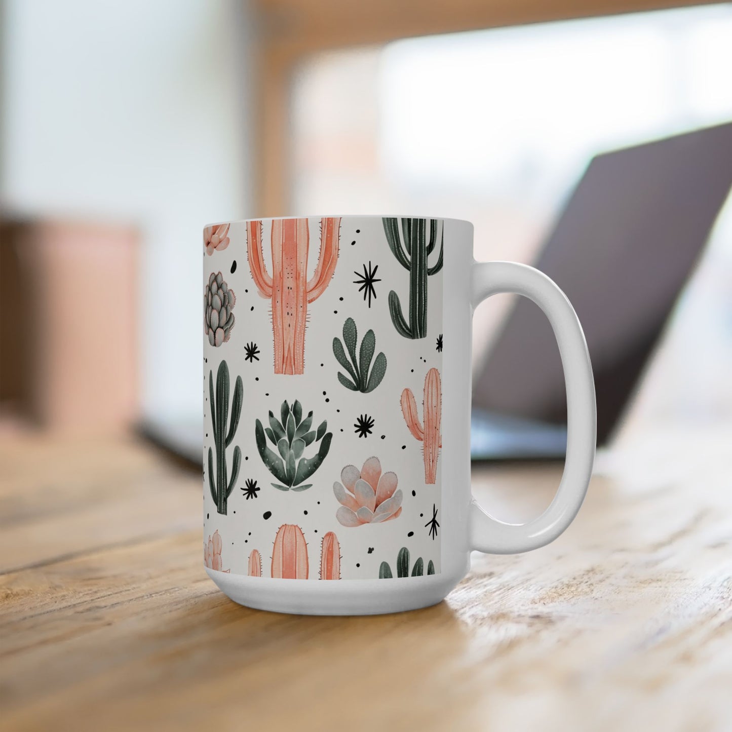 Cactus & Succulent Ceramic Mug — Pastel Desert Plant Coffee Cup (11oz, 15oz)