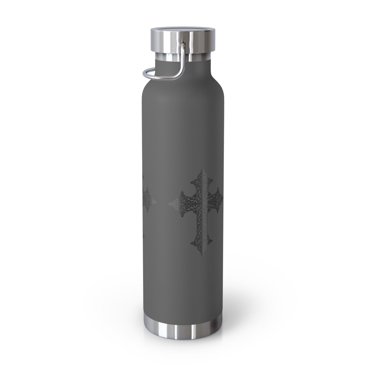 Stylish Copper Insulated Water Bottle - 22oz, Cross Design, Travel Flask, Gift for Him/Her, Unique Outdoor Hydration