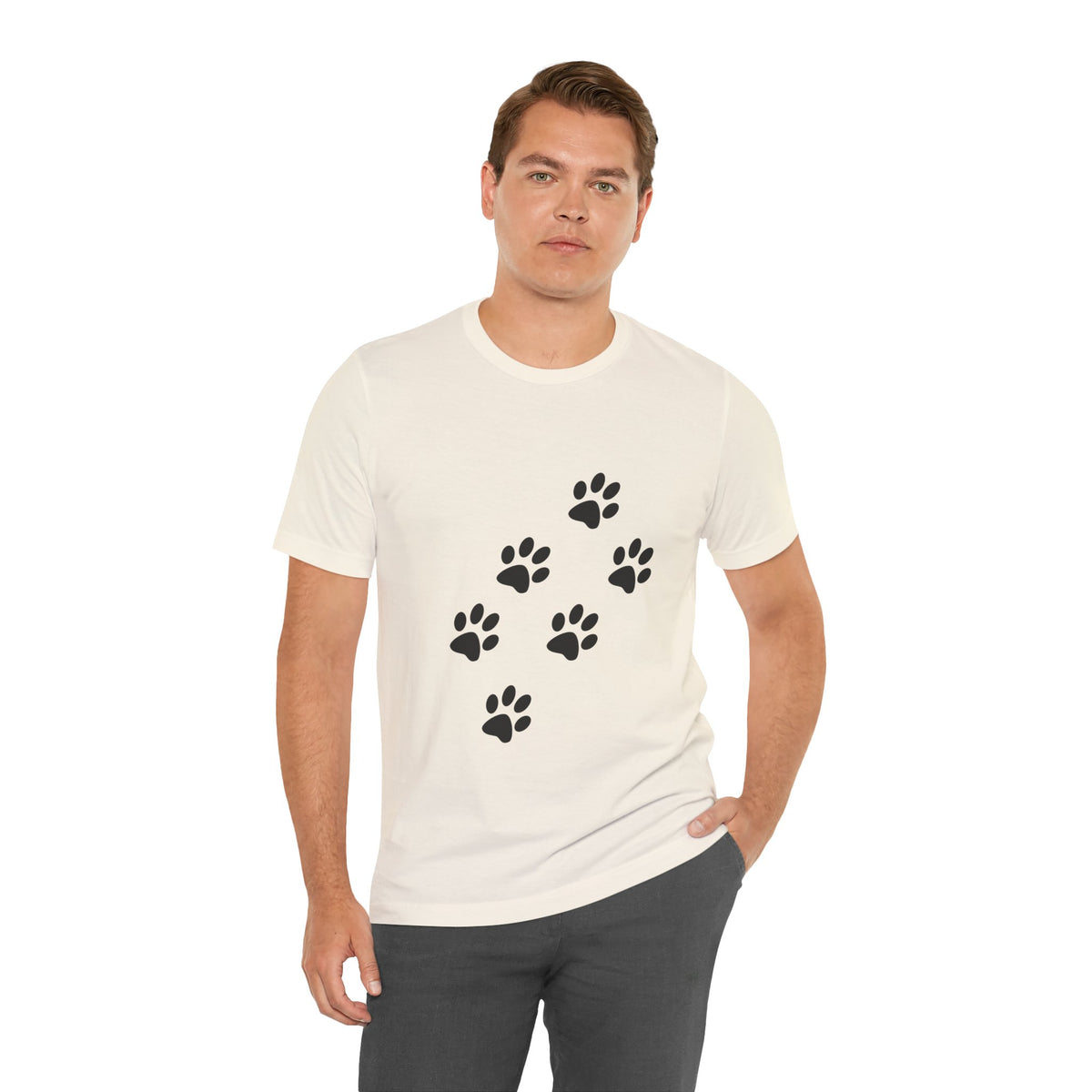Paw Print Short Sleeve Tee | Unisex Animal Lover Shirt, Pet Owner Gift, Casual Wear, Gifts for Dog Lovers, Comfortable T-Shirt