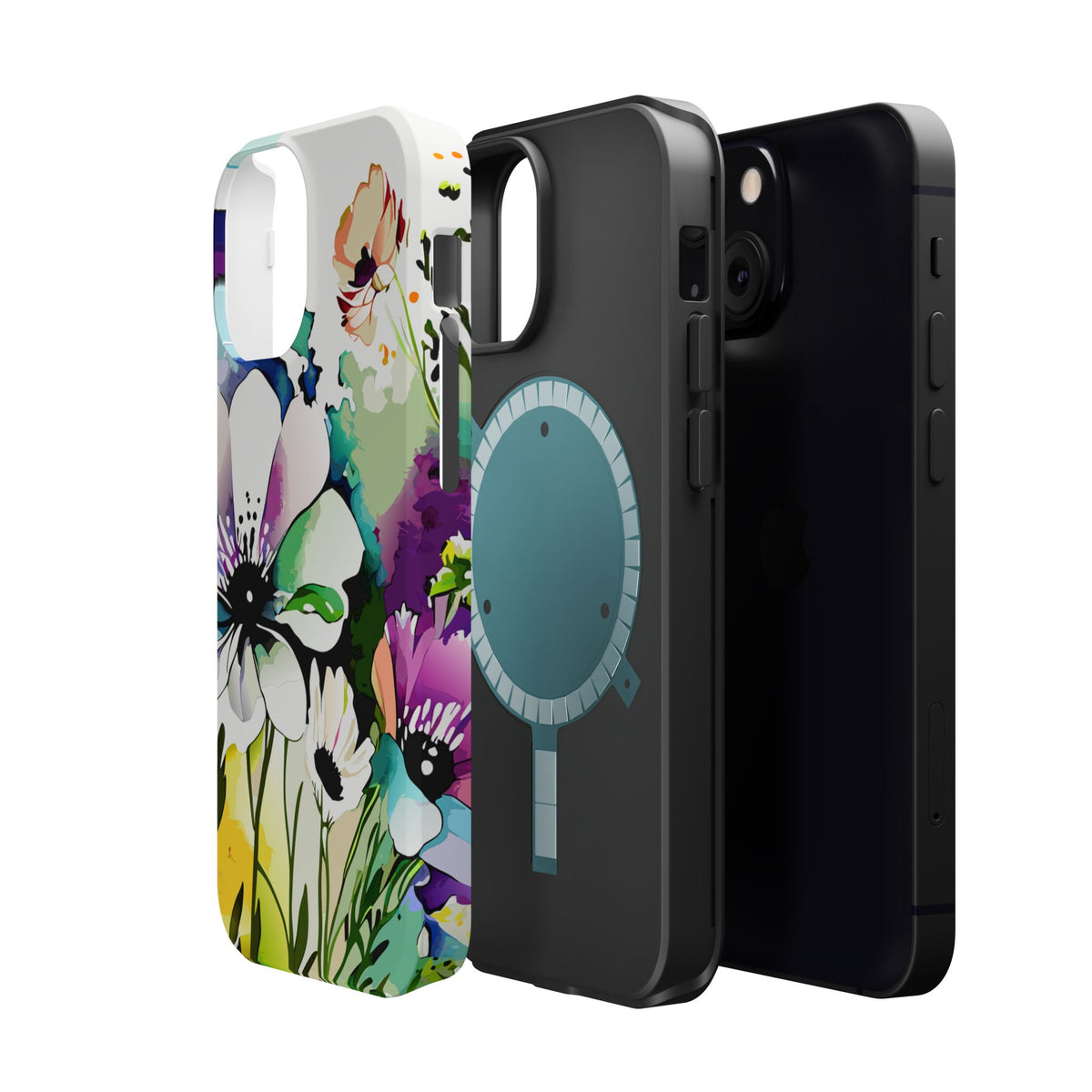 Floral Watercolor Magnetic Phone Case — Impact‑Resistant Protective Cover