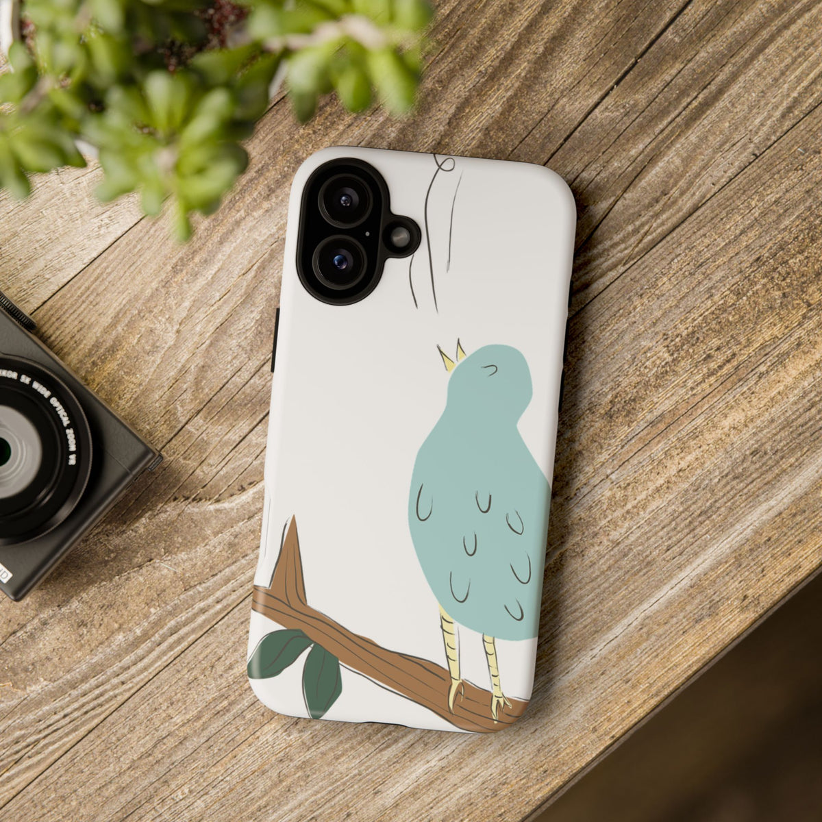 Birdsong Phone Case — Cute Blue Bird on Branch Protective Case