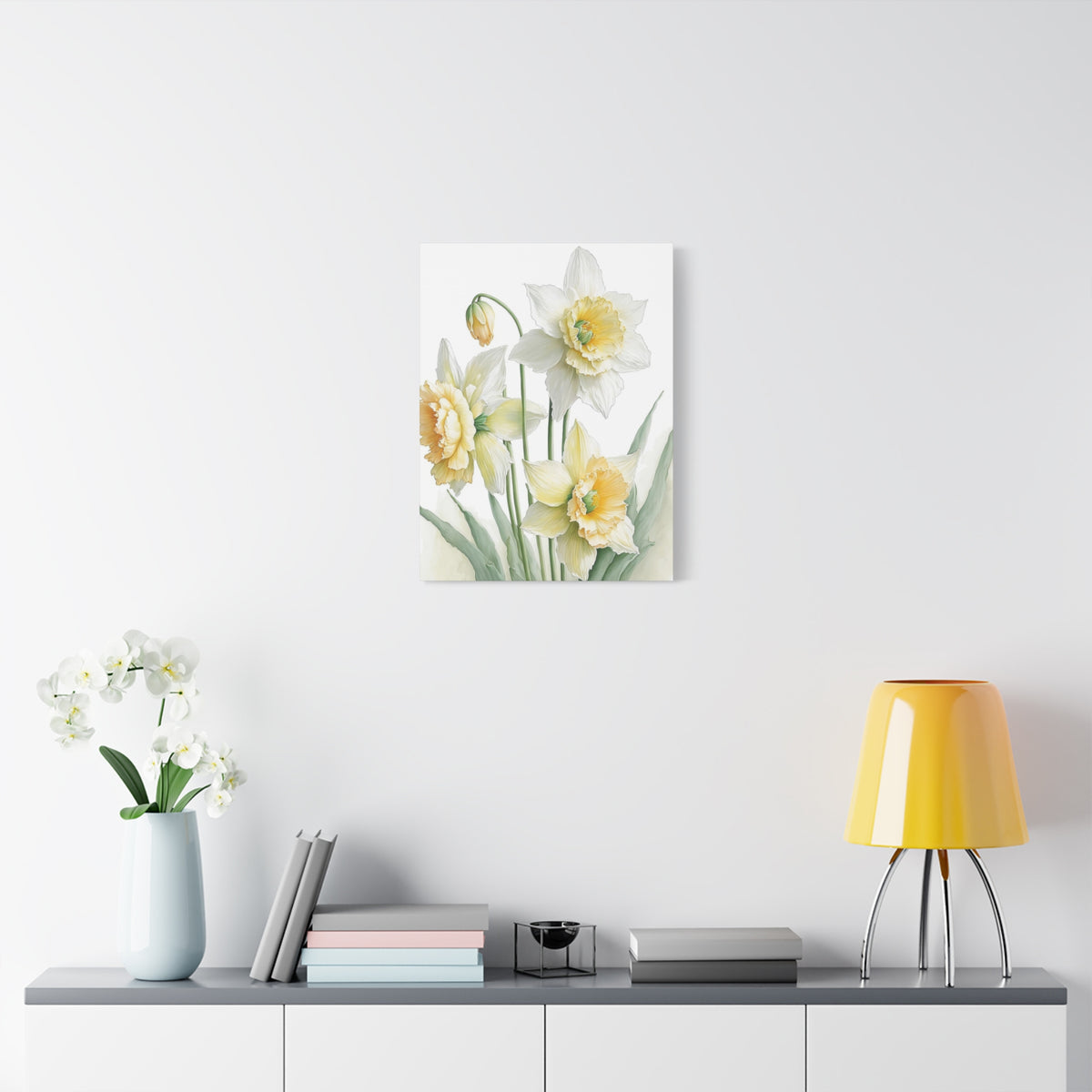 Matte Canvas, Stretched, 1.25" beautiful flowers white and yellow.