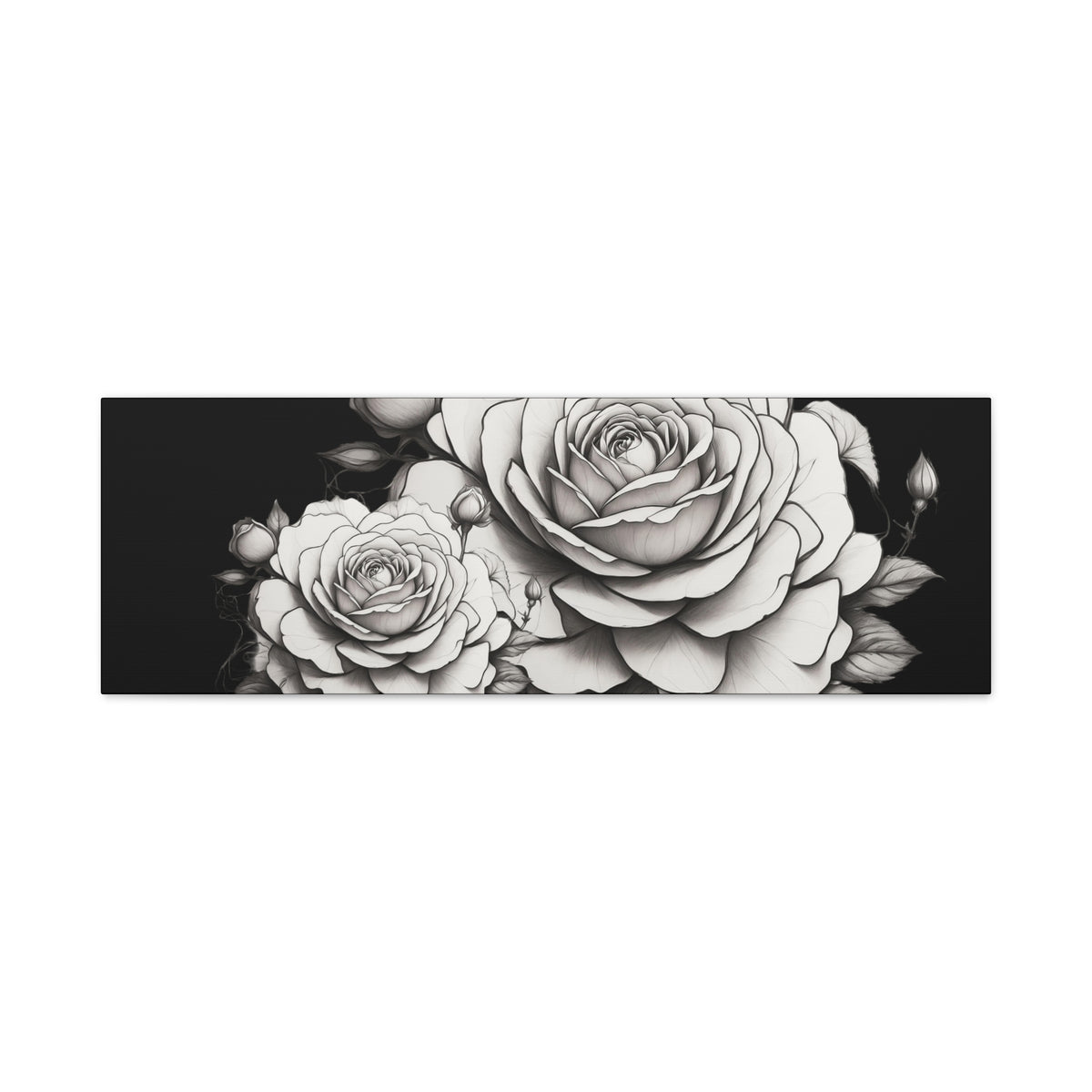 Monochrome Rose Canvas Print — Black & White Floral Wall Art