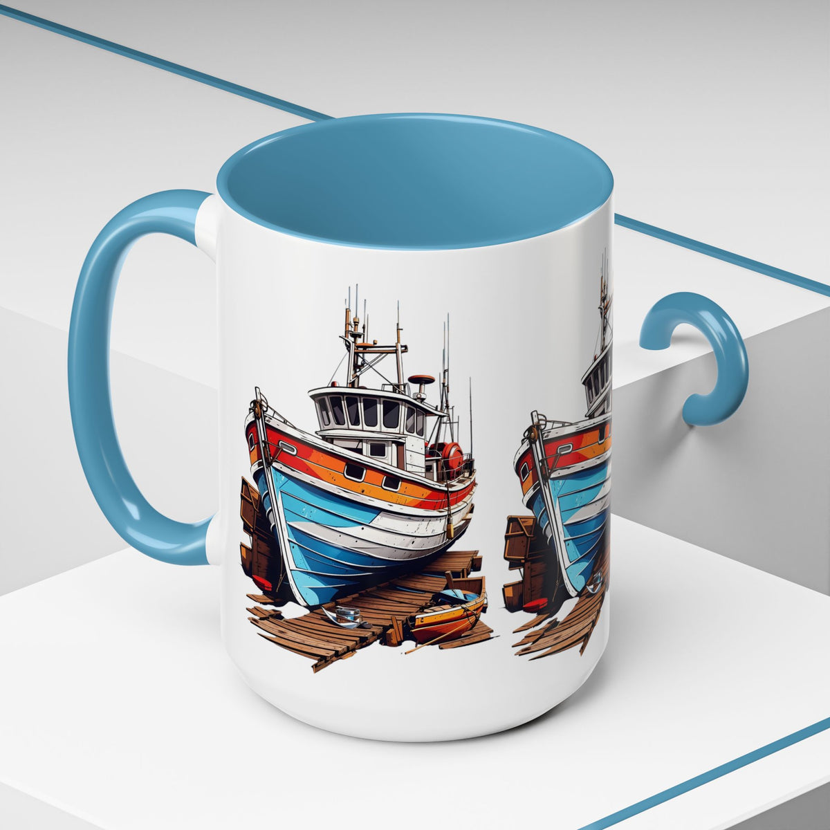 Nautical Accent Coffee Mug | Perfect for Boat Lovers, Sailor Gifts, Coastal Decor, Unique Gift Idea, Custom Artwork Mug
