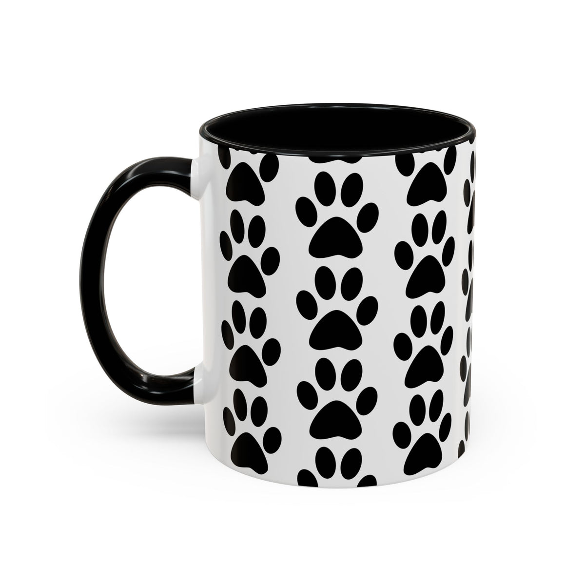 Paw Print Accent Coffee Mug - Dog Lover Gift, Black and White Pet Mug, Cute Animal Decor, Personalized Pet Owner Present, Coffee Tea Cup