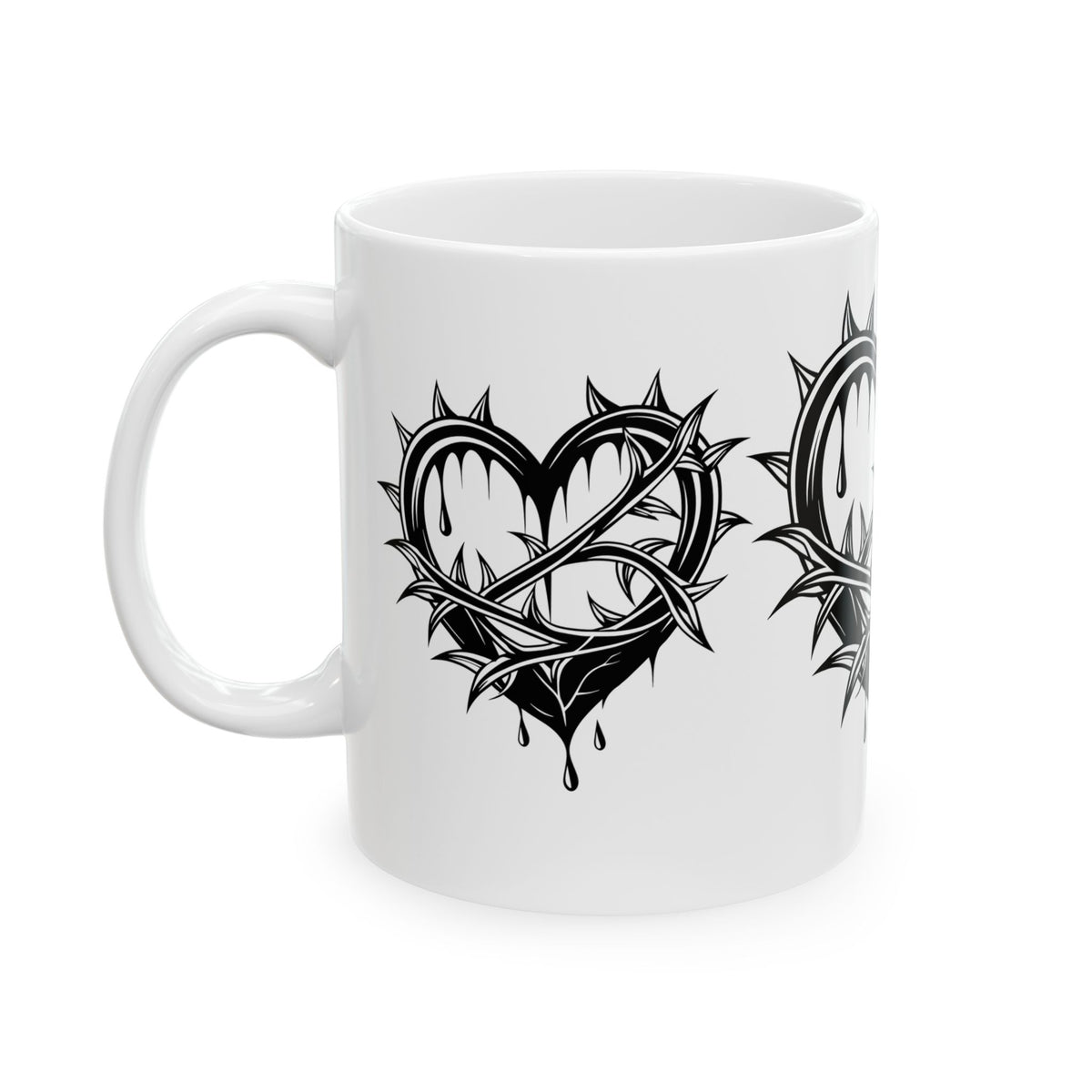 Gothic Heart Design Ceramic Mug | Unique Coffee Cup for Gifts, Valentine's Day, Home Decor, Art Lovers, or Halloween