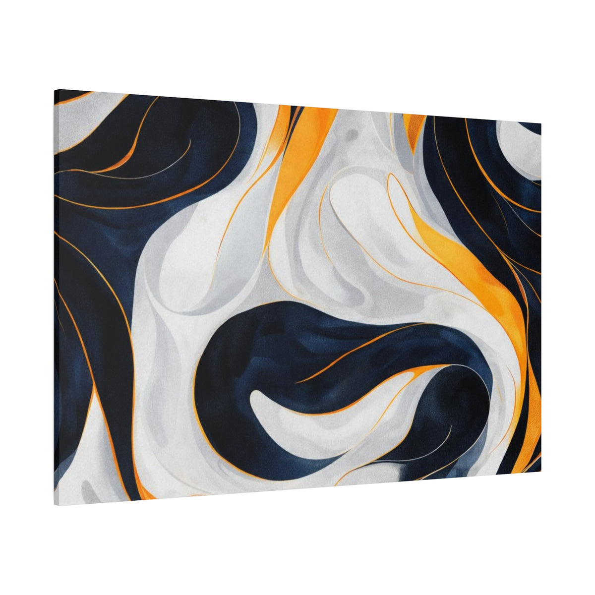 Abstract Navy & Gold Swirl Matte Canvas Wall Art
