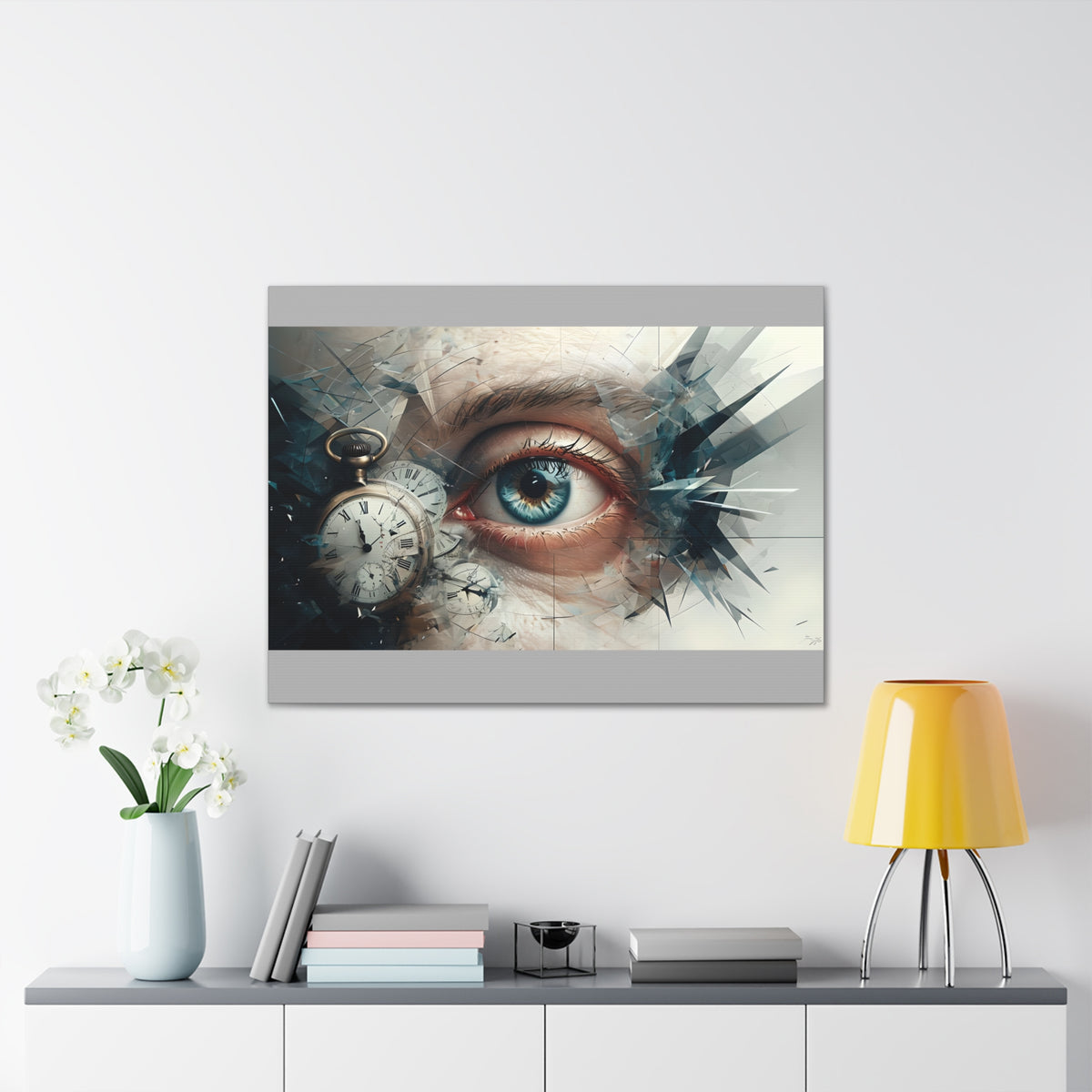 Surreal Canvas Wall Art, Eye with Vintage Clock