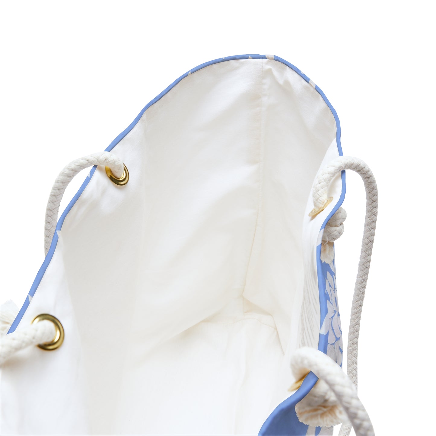 Blue Floral Weekender Bag โ Lightweight Travel Tote with White Rope Handles