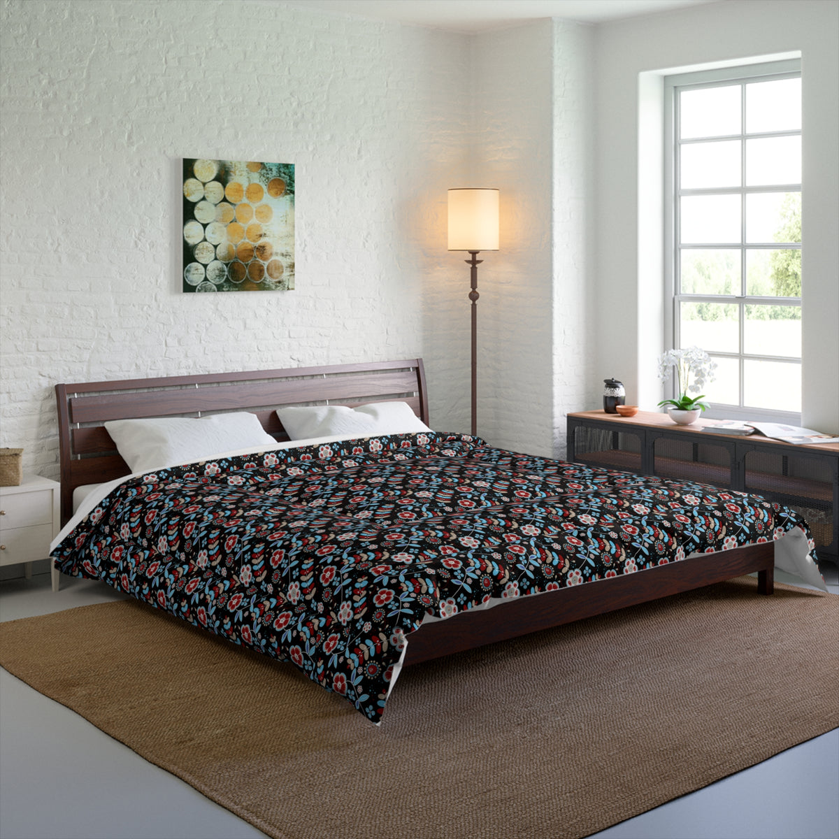 Floral Print Comforter - Cozy Bedding, Home Decor, Gift for Her, Bedroom Upgrade, Seasonal Decor