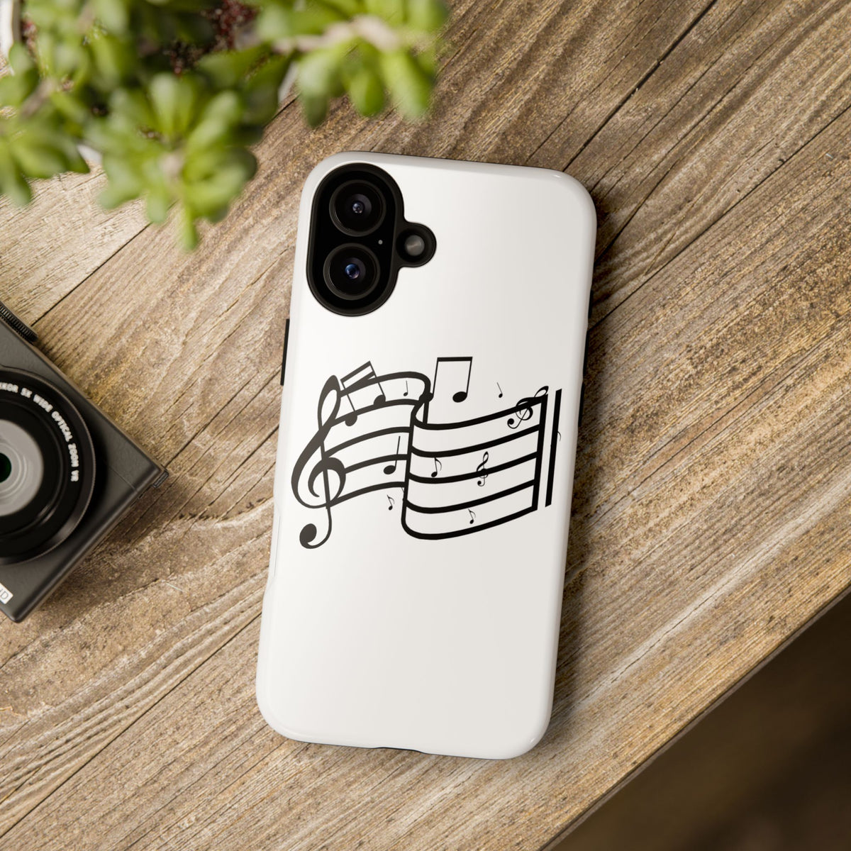 Musical Notes Phone Case — Black Treble Clef Music Staff Tough Case