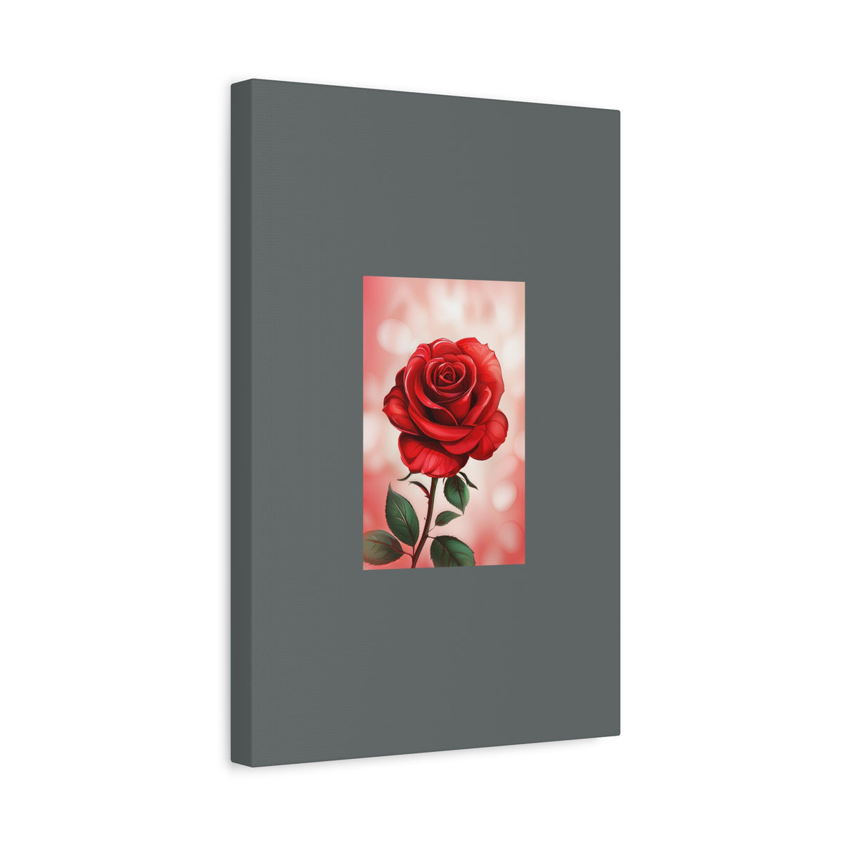 Red Rose Vertical Matte Canvas Print — Romantic Floral Wall Art