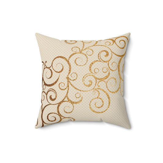 Elegant Swirl Decorative Pillow, Chic Home Accent, Cozy Living Room Decor, Gold Patterned Throw Cushion, Stylish Gift for Weddings