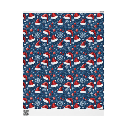 Holiday Snowman Wrapping Paper Roll — Festive Blue & Red Christmas Gift Wrap