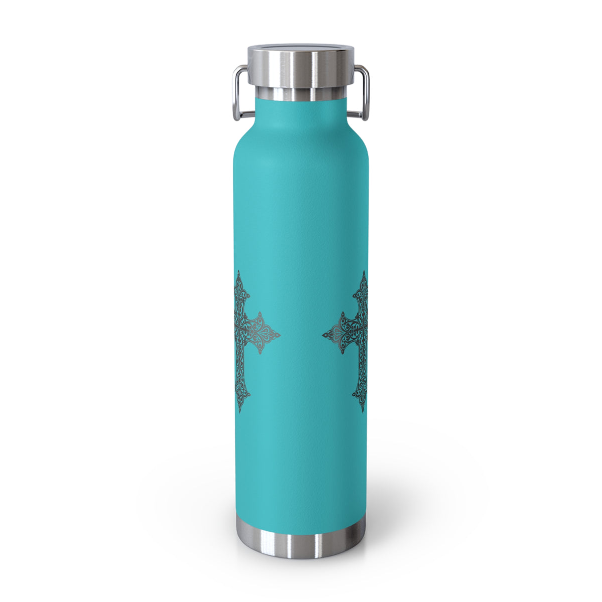 Stylish Copper Insulated Water Bottle - 22oz, Cross Design, Travel Flask, Gift for Him/Her, Unique Outdoor Hydration