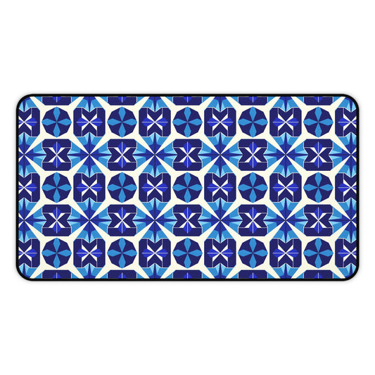 Blue Geometric Desk Mat for Stylish Workspaces