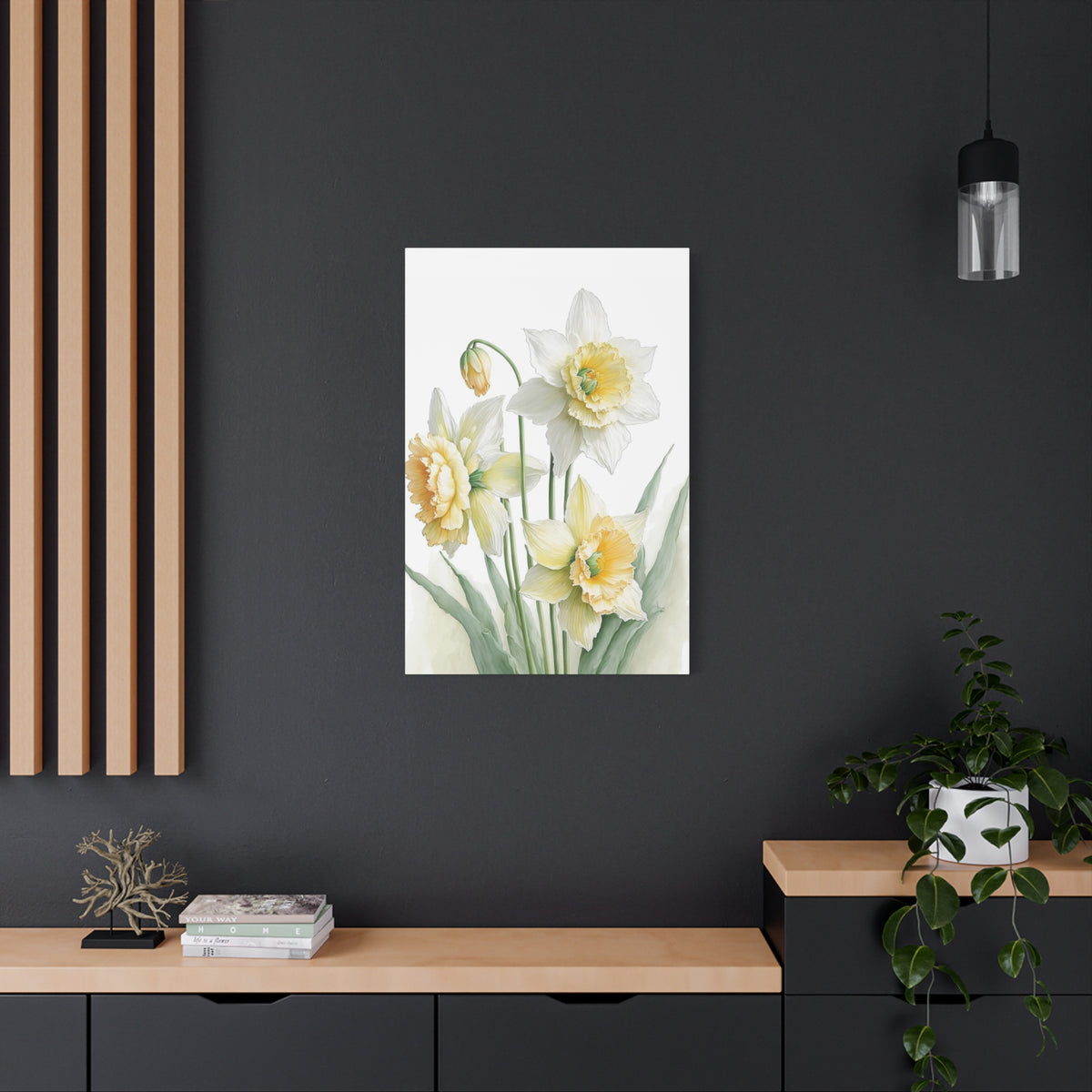Matte Canvas, Stretched, 1.25" beautiful flowers white and yellow.