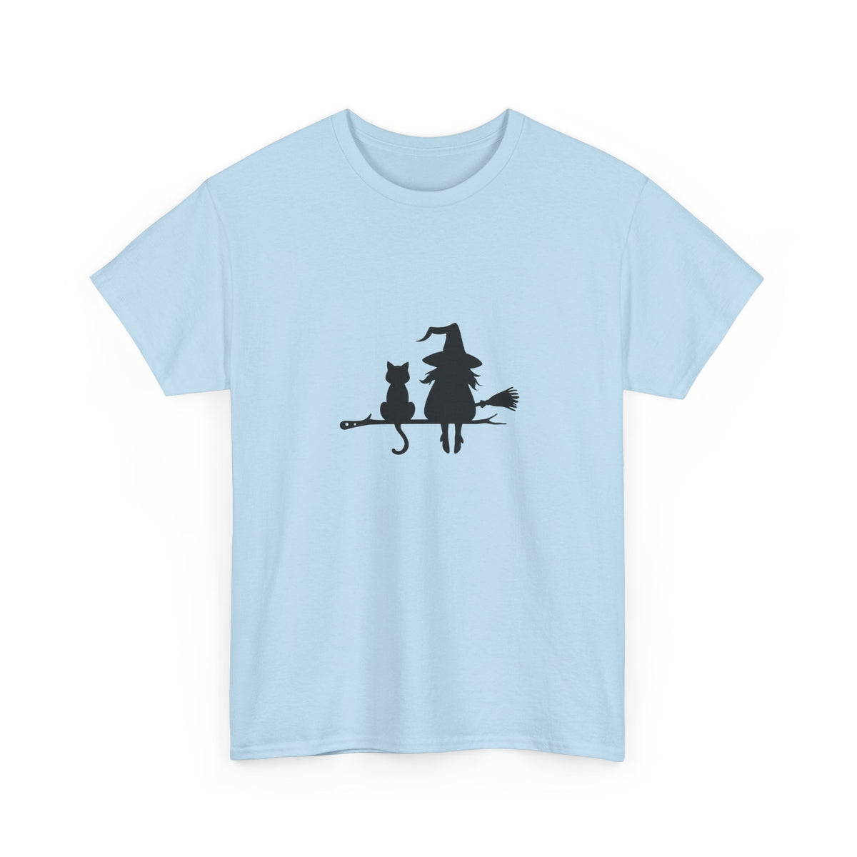 Witch and Cat Tee | Spooky Unisex Shirt for Halloween | Cute Witchwear for Cat Lovers | Fall Wardrobe Essential | Gift for Magical Friends