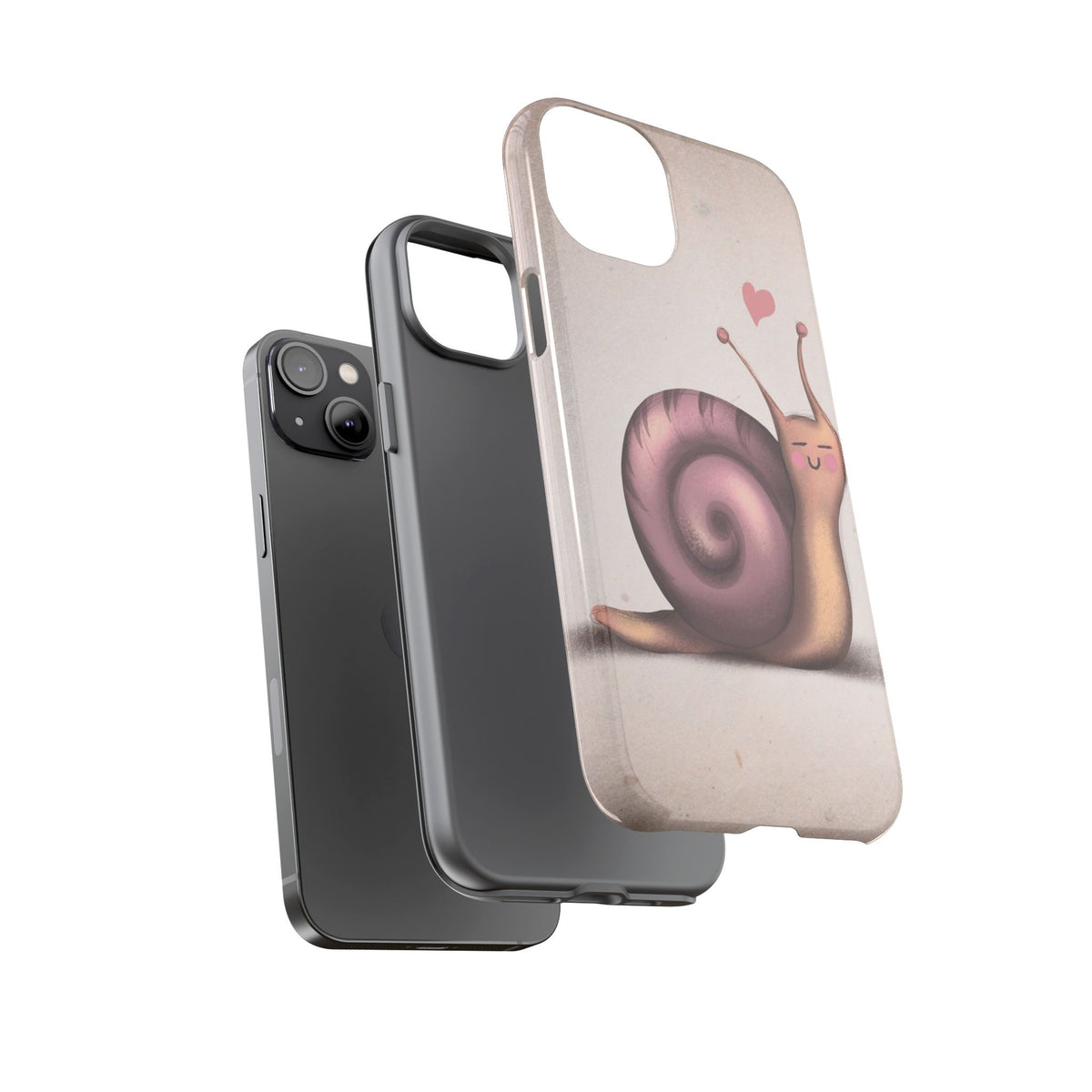 Cute Snail Phone Case — Pink Heart Cartoon Protective iPhone Cover
