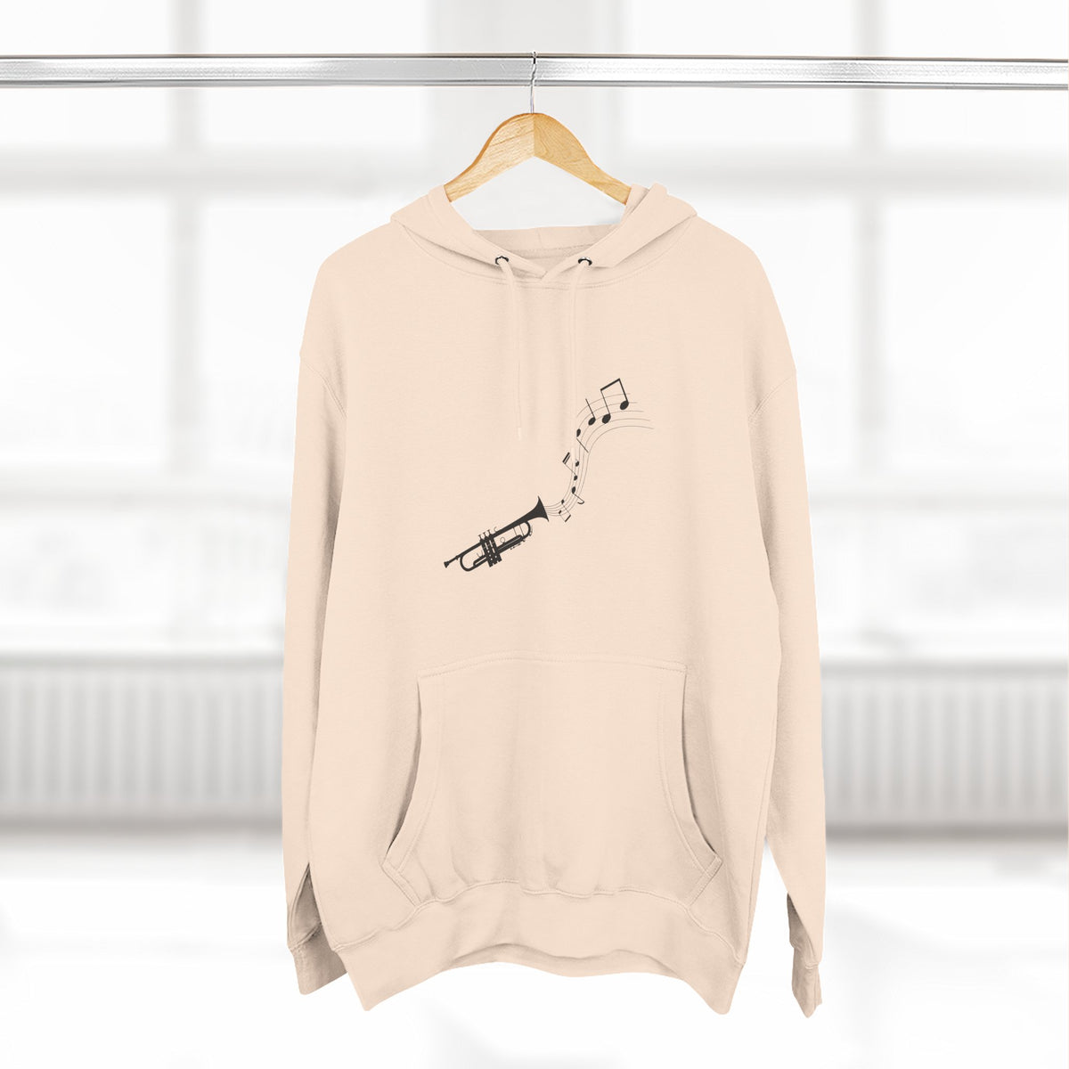 Trumpet Music Notes Hoodie — Minimalist Jazz Instrument Pullover