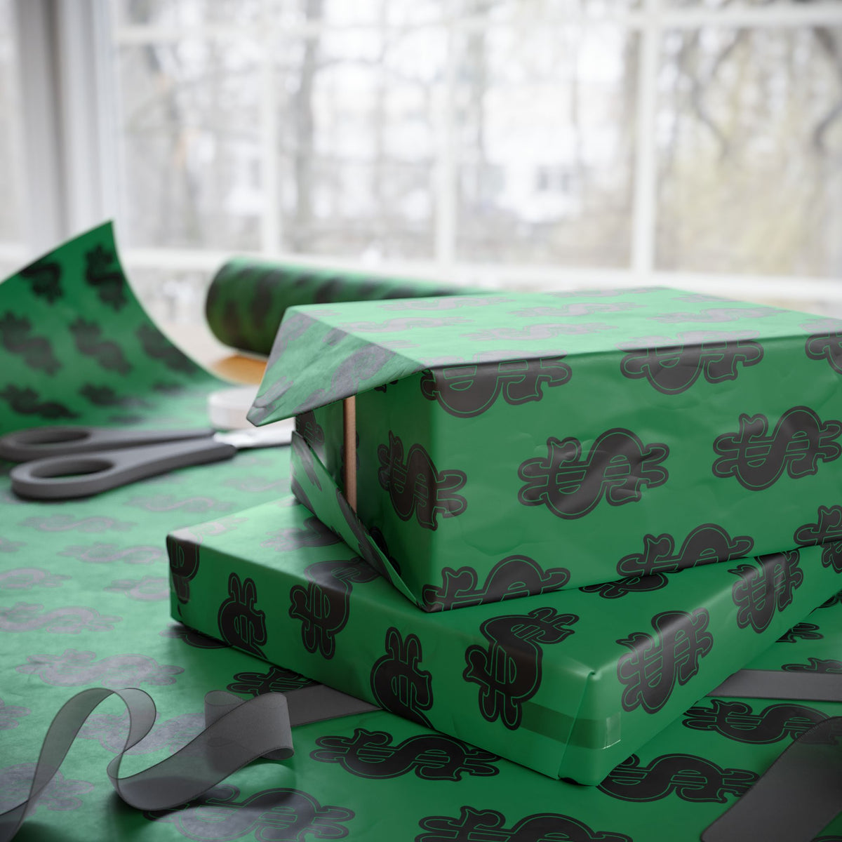Money-Themed Wrapping Paper, Fun Gift Wrap for Birthdays, Holidays, Eco-Friendly Gift Packaging, Unique Patterned Gift Wrap