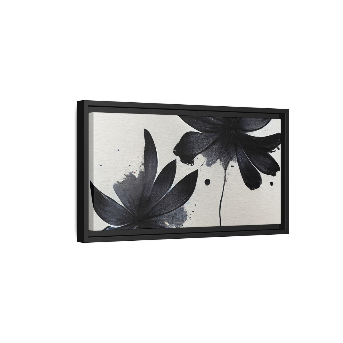 Framed Black Floral Matte Canvas Wall Art — Monochrome Botanical Print