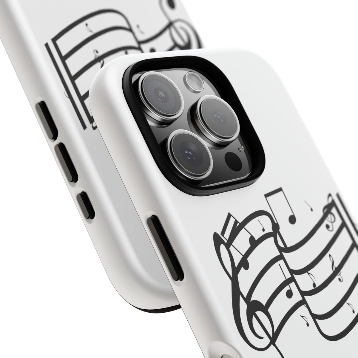 Musical Notes Phone Case — Black Treble Clef Music Staff Tough Case