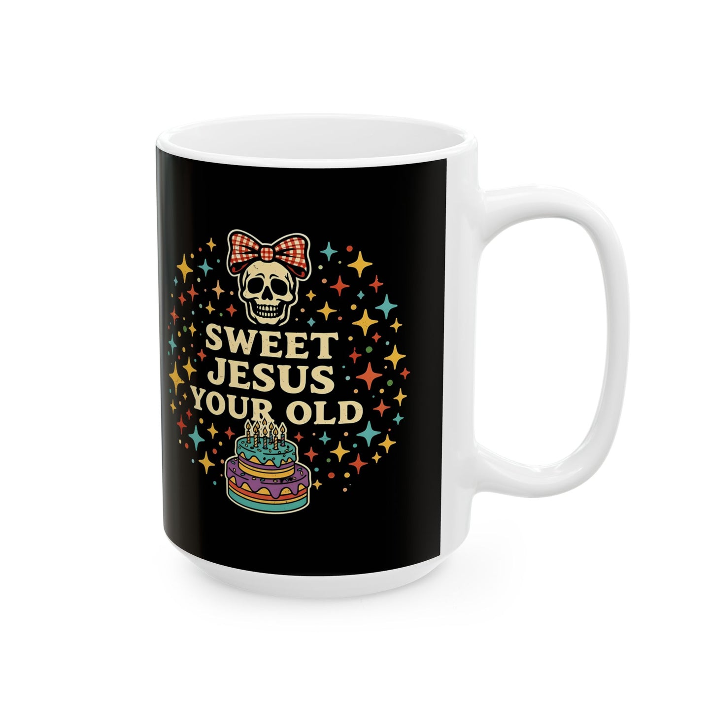 In This House We Swear Jesus Loves You Mug — Colorful Faith Coffee Cup (11oz & 15oz)