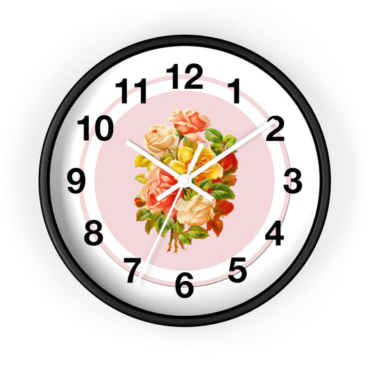 Floral Vintage Wall Clock, Elegant Home Decor, Gift for Her, Timeless Style, Rustic Vintage Clock, Floral Design
