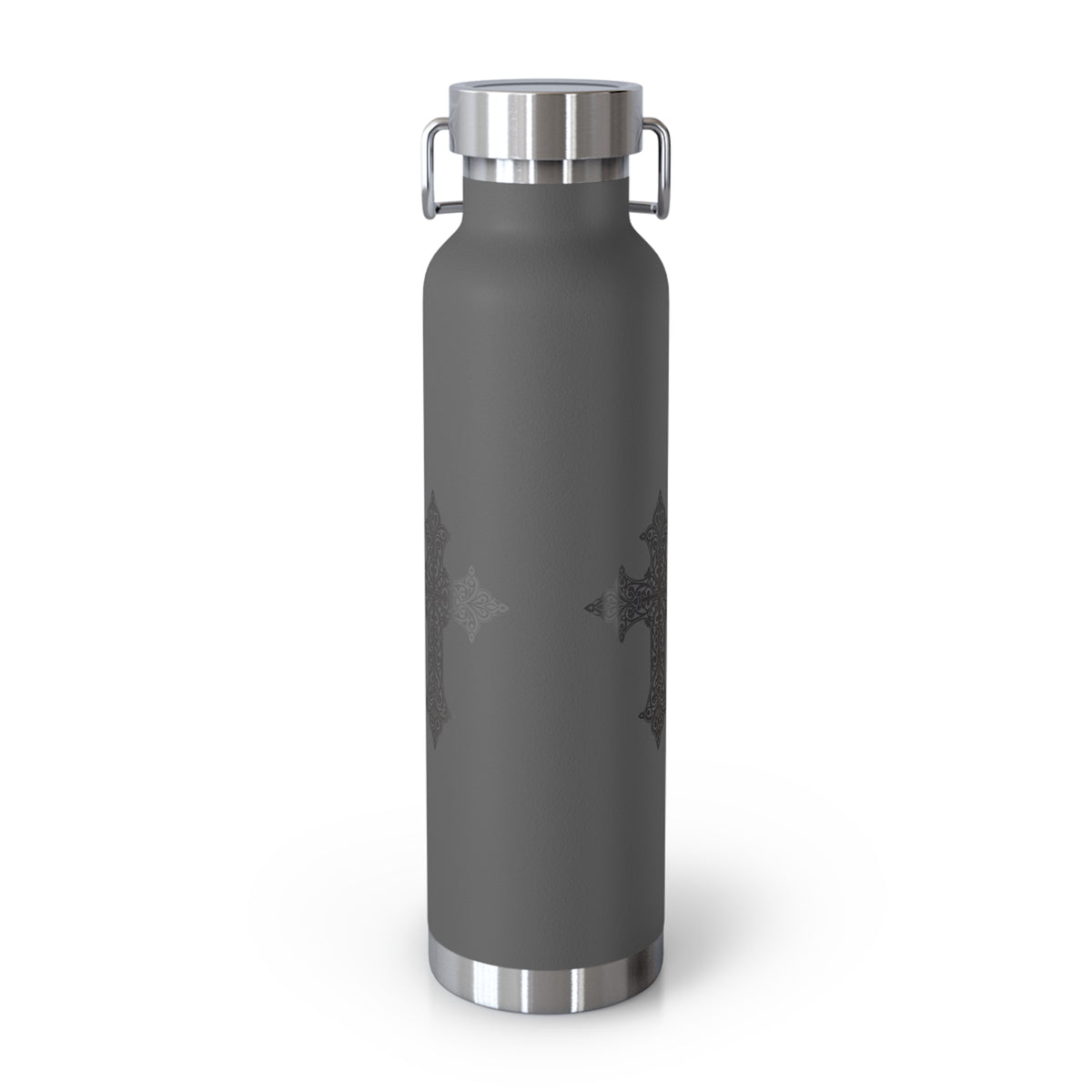 Stylish Copper Insulated Water Bottle - 22oz, Cross Design, Travel Flask, Gift for Him/Her, Unique Outdoor Hydration