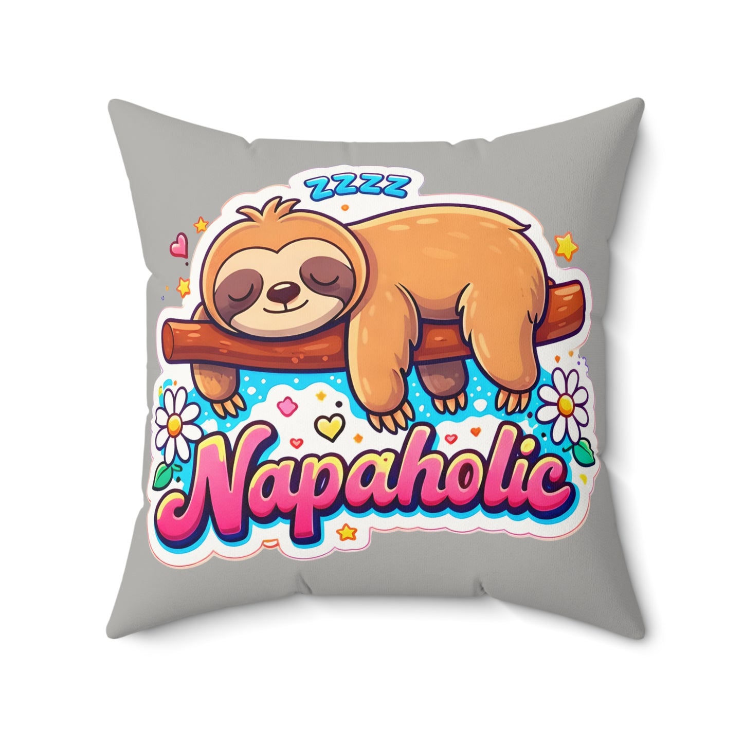 Napaholic Sloth Faux Suede Pillow โ Cute Sleepy Sloth Decorative Throw Pillow