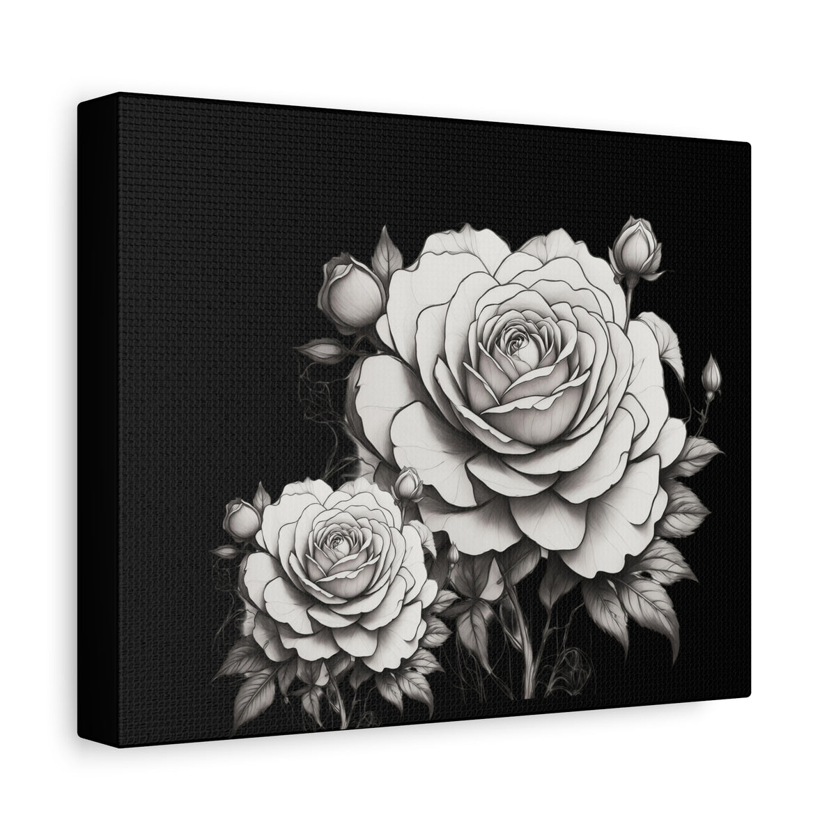 Monochrome Rose Canvas Print — Black & White Floral Wall Art