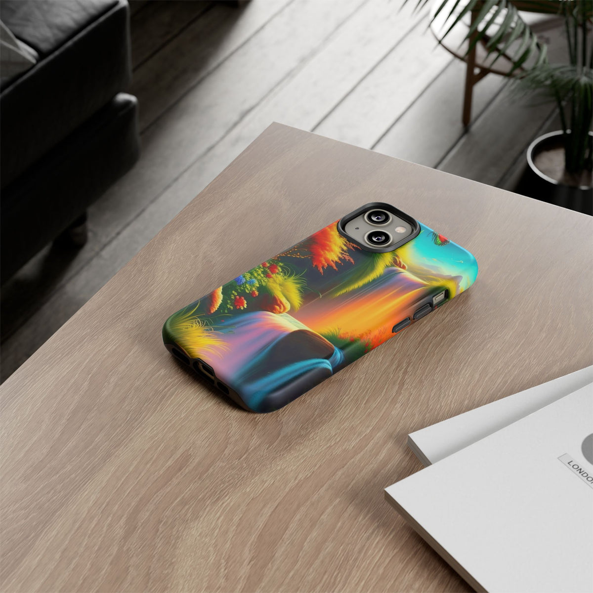Phone Case - Vibrant Waterfall Landscape with Butterfly | Colorful Nature Protective Case
